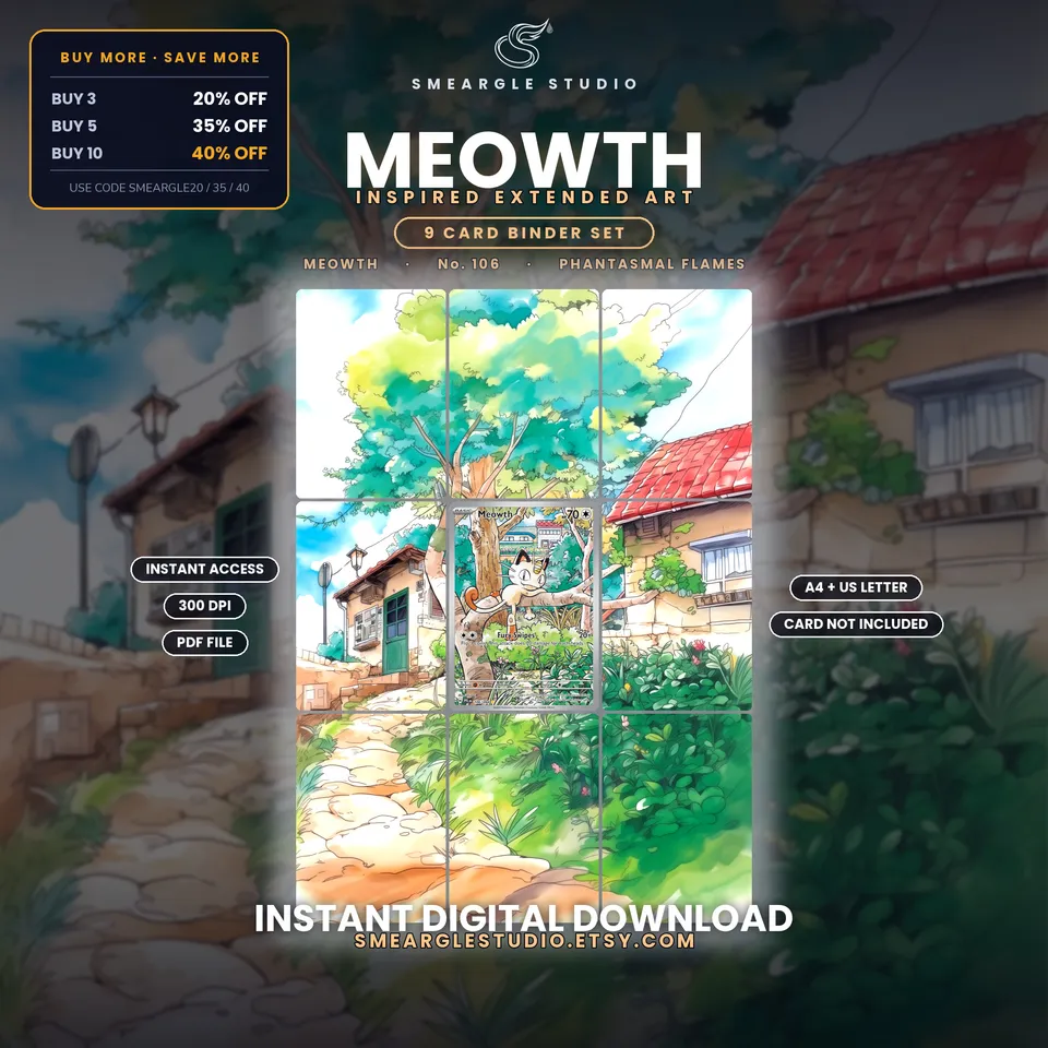 Meowth extended binder art