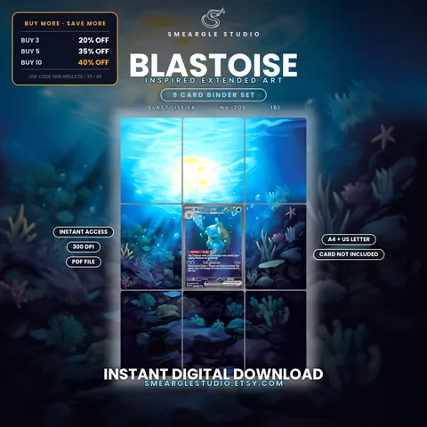 Blastoise ex extended binder art