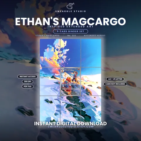 Ethan's Magcargo extended binder art