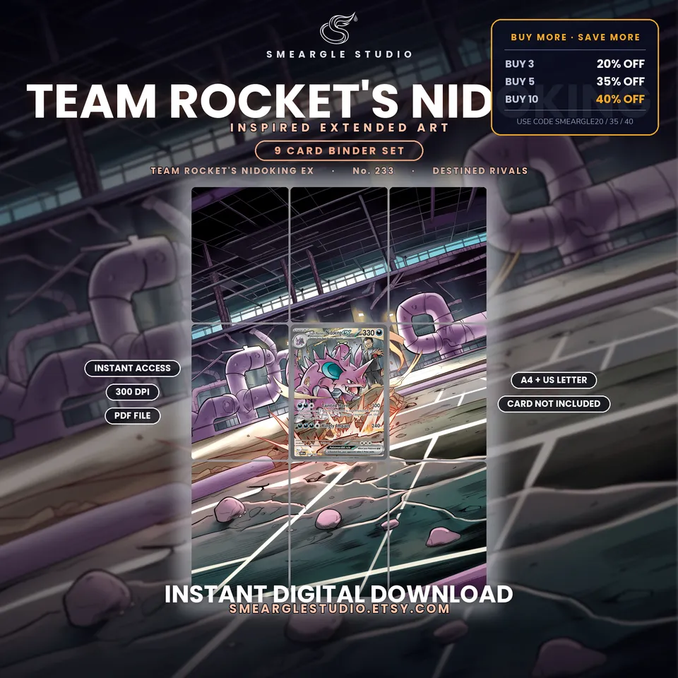 Team Rocket's Nidoking ex extended binder art