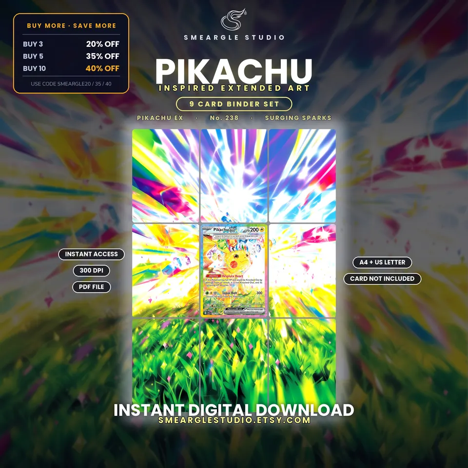 Pikachu ex extended binder art