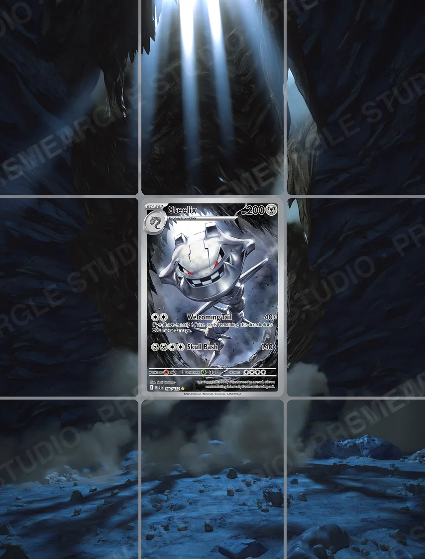 Steelix — the 9-pocket binder page with the real card in the centre