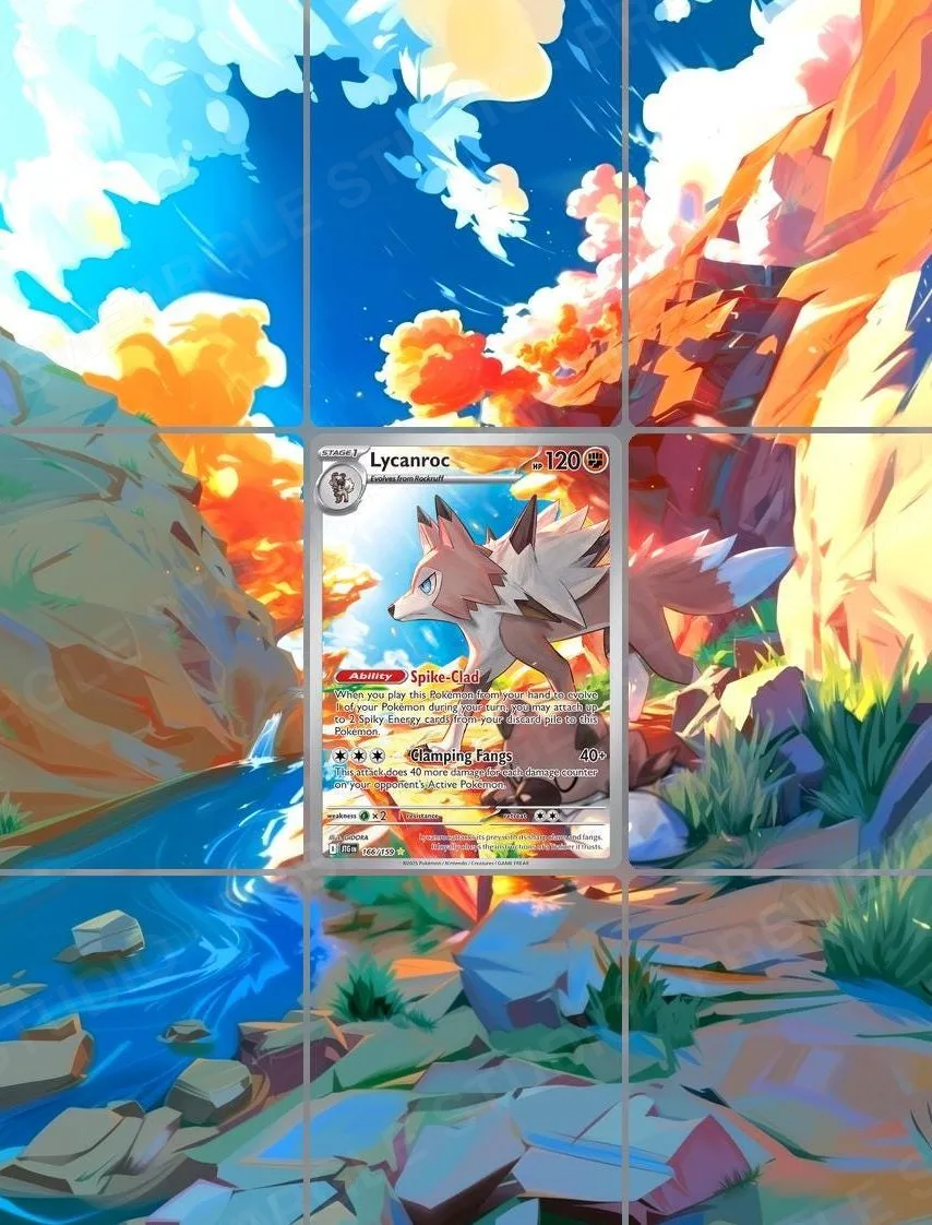 Lycanroc — the 9-pocket binder page with the real card in the centre