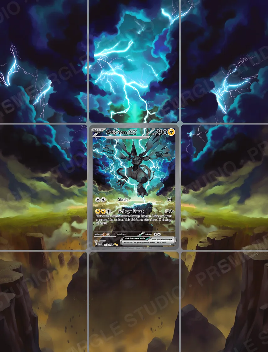 Zekrom ex — the 9-pocket binder page with the real card in the centre