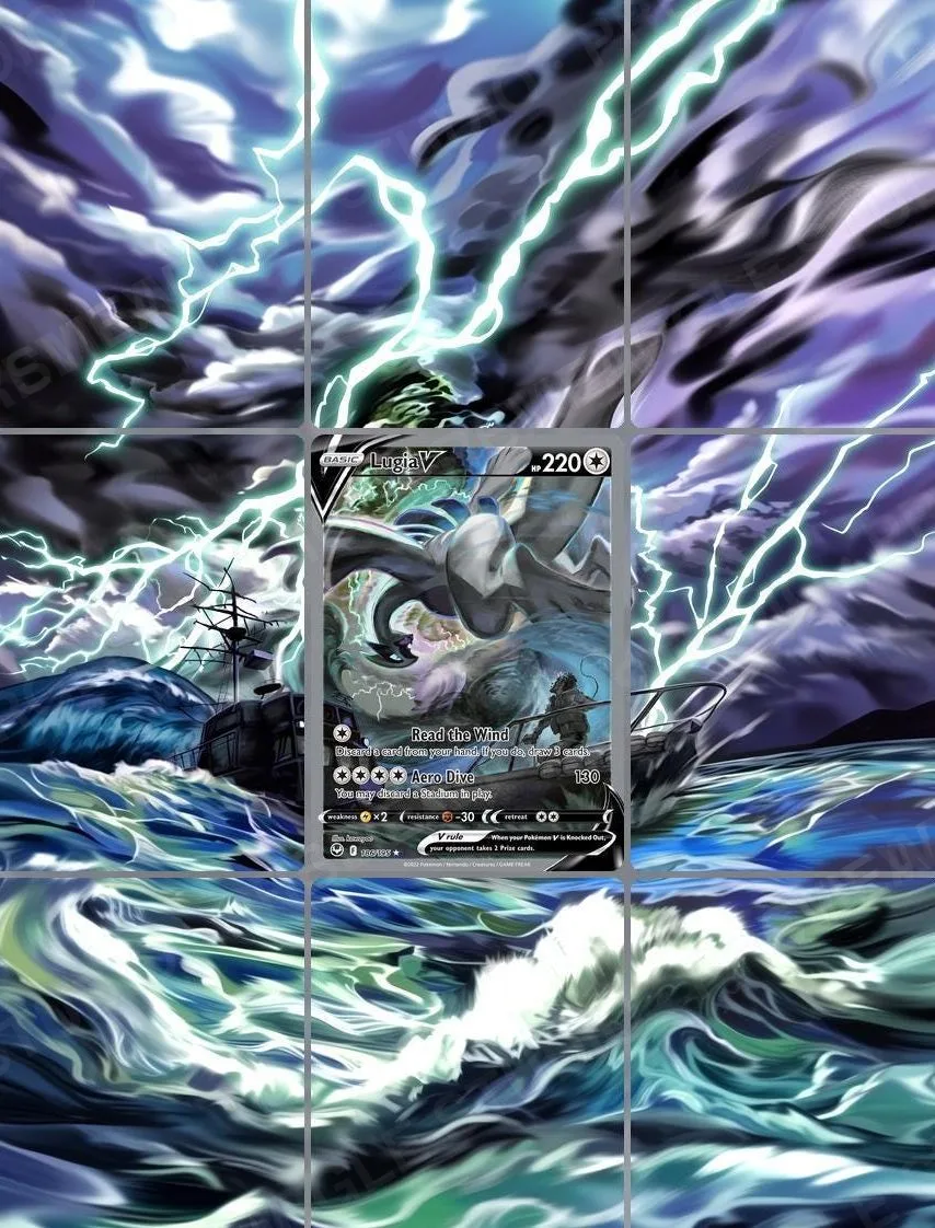 Lugia V — the 9-pocket binder page with the real card in the centre