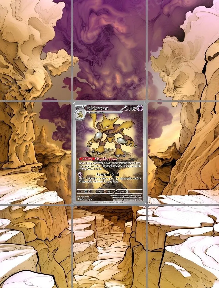 Alakazam — the 9-pocket binder page with the real card in the centre