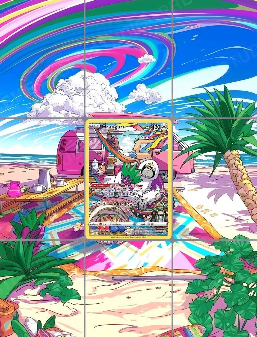 Oranguru — the 9-pocket binder page with the real card in the centre